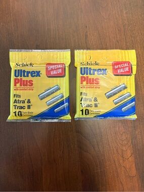 2 Packs of Schick Ultrex Plus Twin Blade Shaving Cartridges- 20 Total
